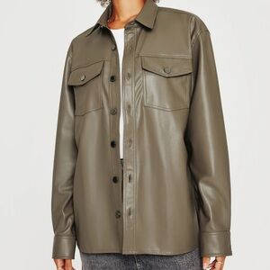 Esqualo Vegan Leather Jacket - Olive
